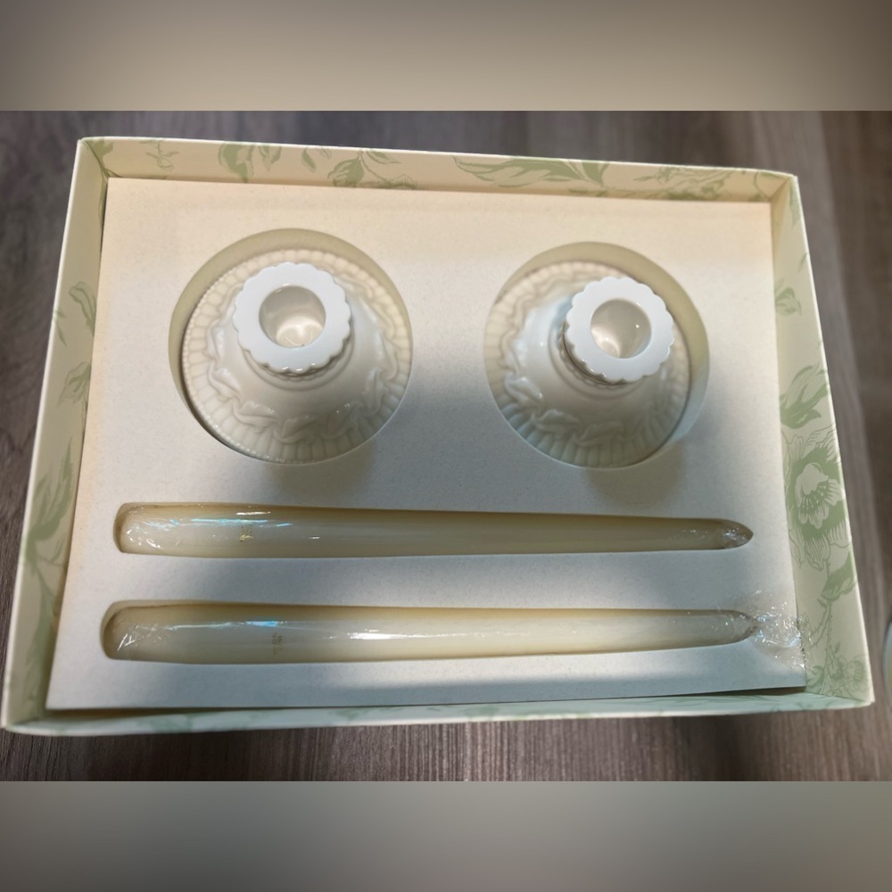 Vintage Lenox Candlestick Pair With Candles (New in Box)